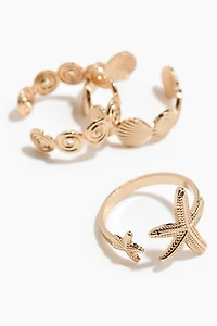 3-Pack Marine-Themed Toe Rings