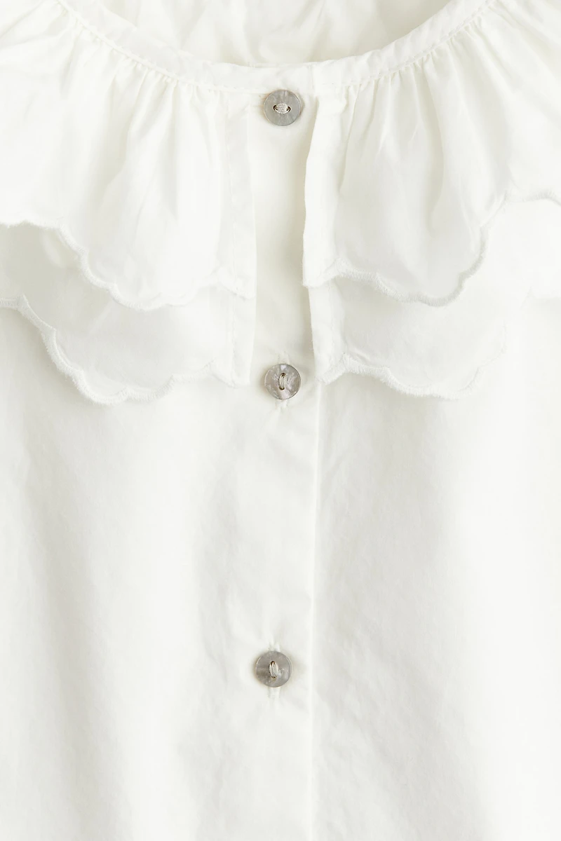 Tiered-Collar Cotton Blouse
