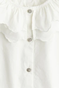 Tiered-Collar Cotton Blouse