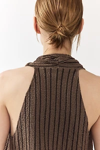 Crinkled V-Neck Top