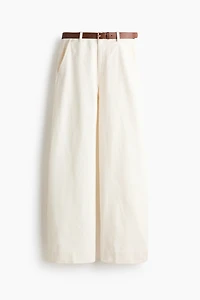 Wide Belted Twill Pants