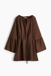 Trumpet-Sleeved Tunic Dress