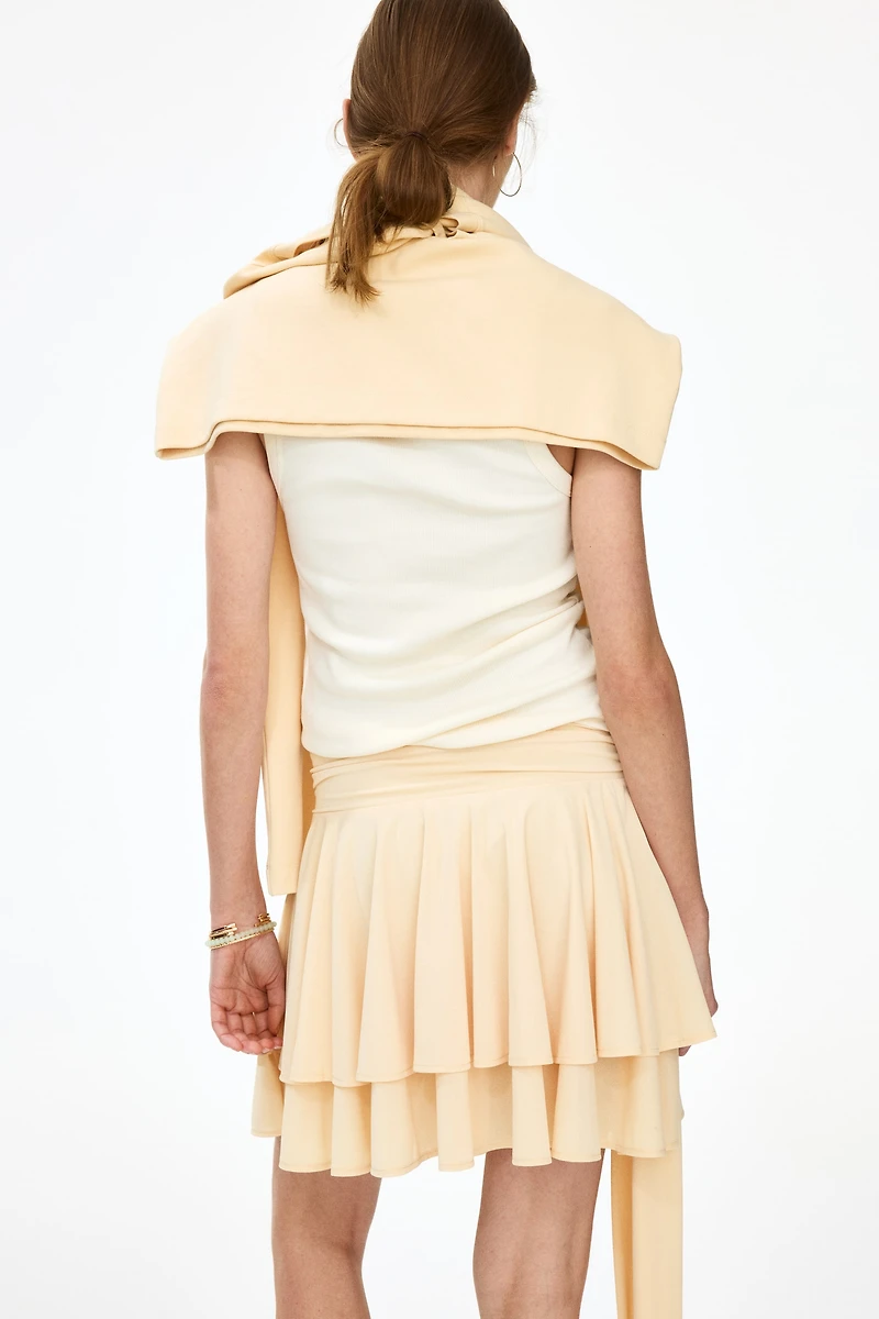 Tiered Tie-Belt Skirt
