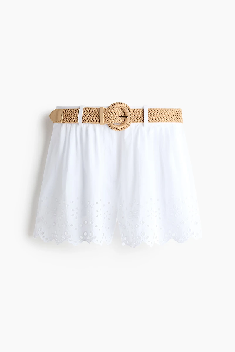Short en coton avec ceinture