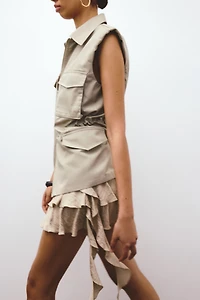 Tiered Draped-Panel Skirt