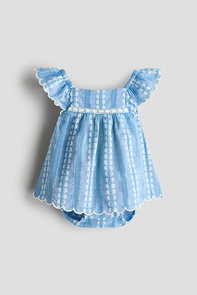 2-Piece Embroidered-Detail Cotton Set