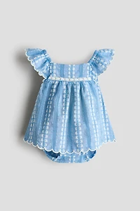 2-Piece Embroidered-Detail Cotton Set