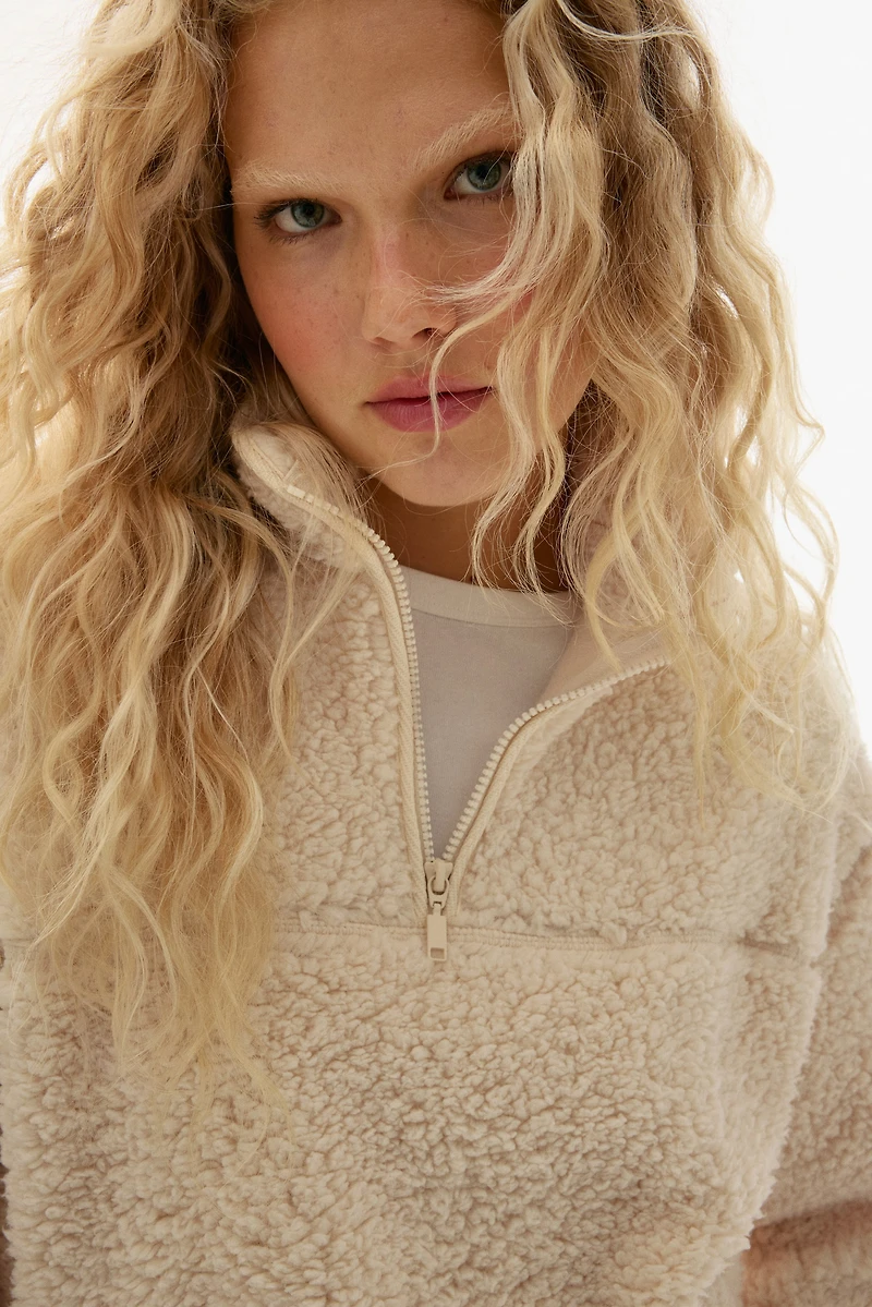 Half-Zip Teddy Fleece Sweatshirt