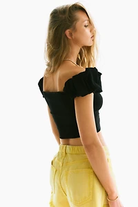 Puff-Sleeved Off-the-Shoulder Top