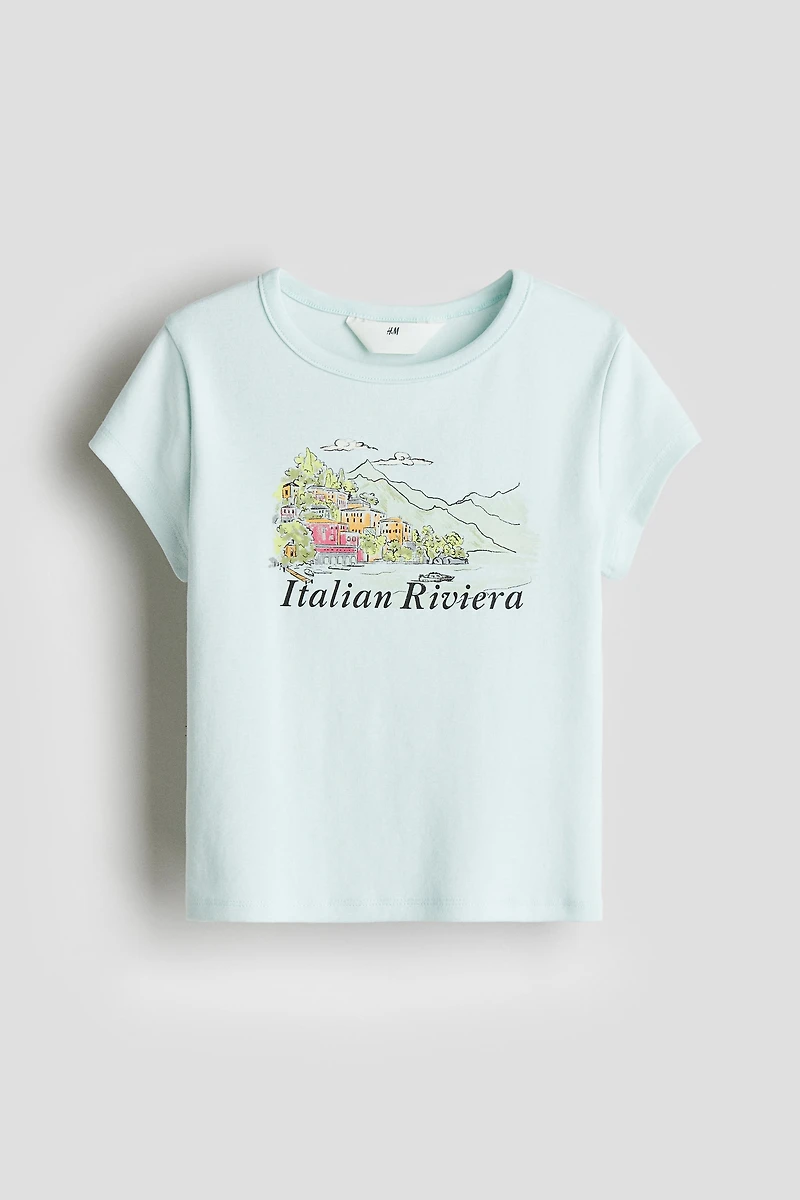 Cotton T-Shirt with Printed Motif