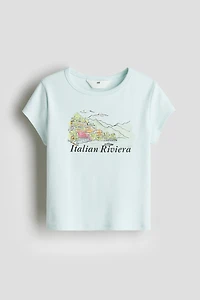 Cotton T-Shirt with Printed Motif