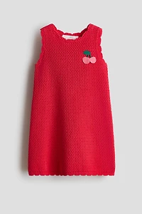 Appliquéd Open-Knit Dress