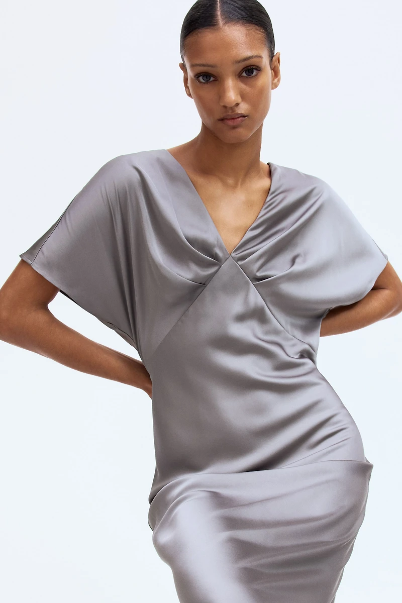 V-Neck Satin Dress