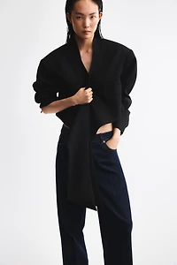 Cropped Tie-Detail Jacket