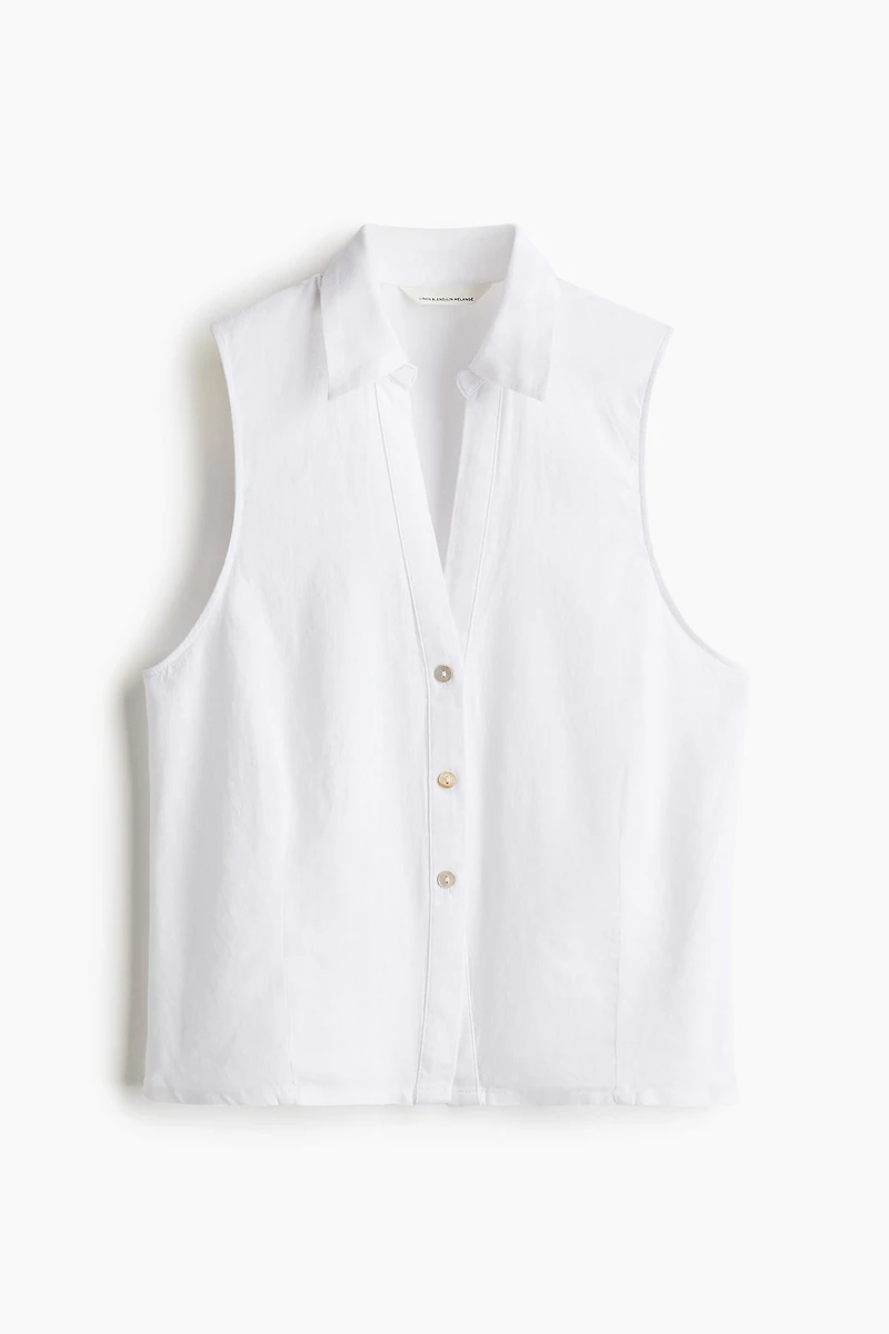 Linen-Blend Sleeveless Shirt