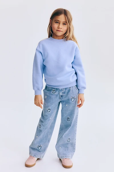 Wide-Leg Jeans with Motif