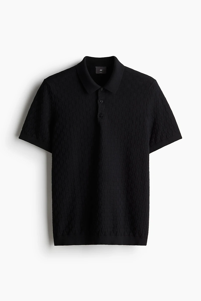 Slim Fit Textured-knit Polo Shirt