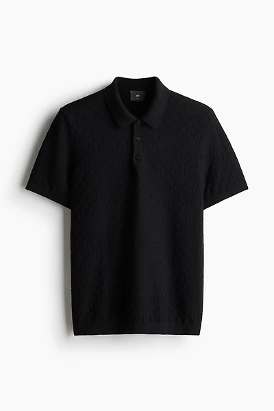 Slim Fit Textured-knit Polo Shirt