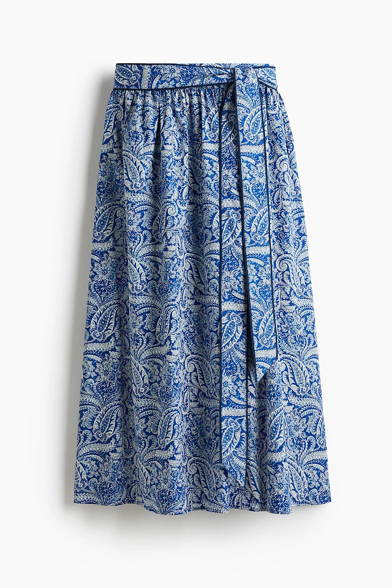 Tie-Detail Poplin Skirt