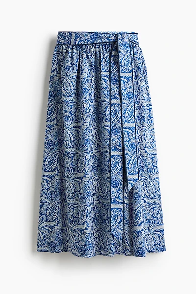 Tie-Detail Poplin Skirt