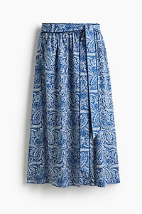 Tie-Detail Poplin Skirt
