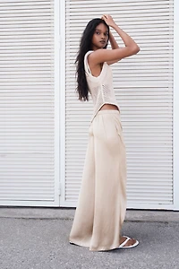 Wrap-Detail Satin Pants