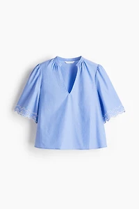 Eyelet-Embroidered Cotton Blouse