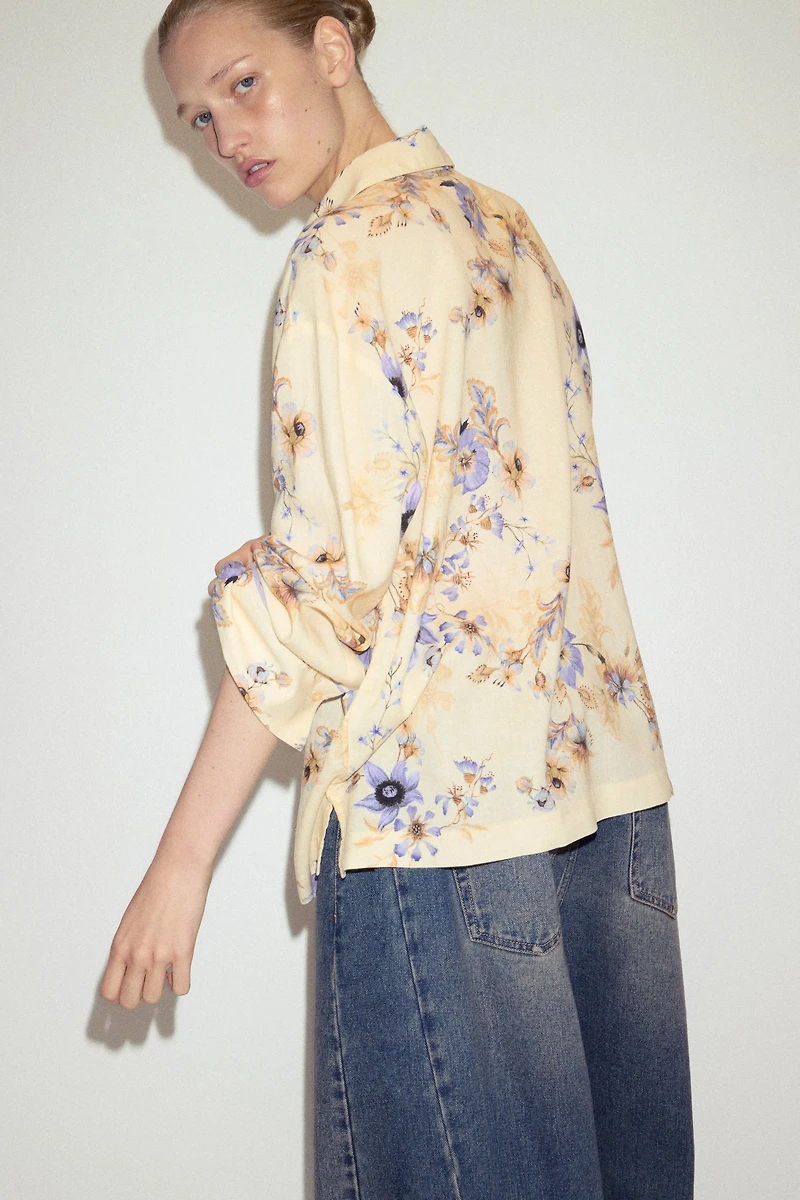Oversized Linen-Blend Shirt