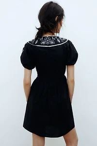 Embroidered poplin dress