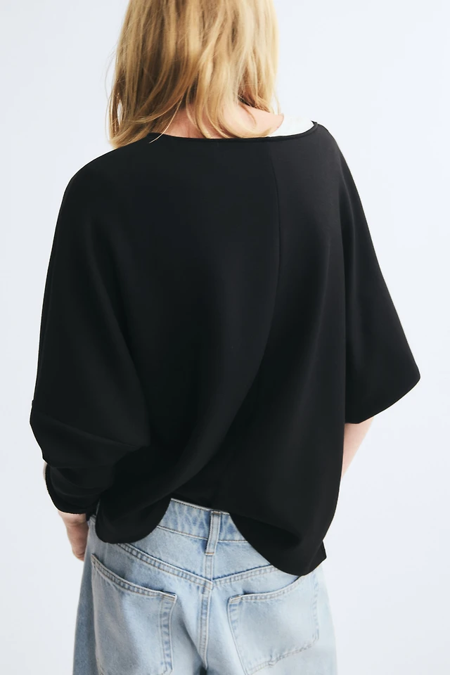 Batwing-Sleeved Scuba Sweatshirt