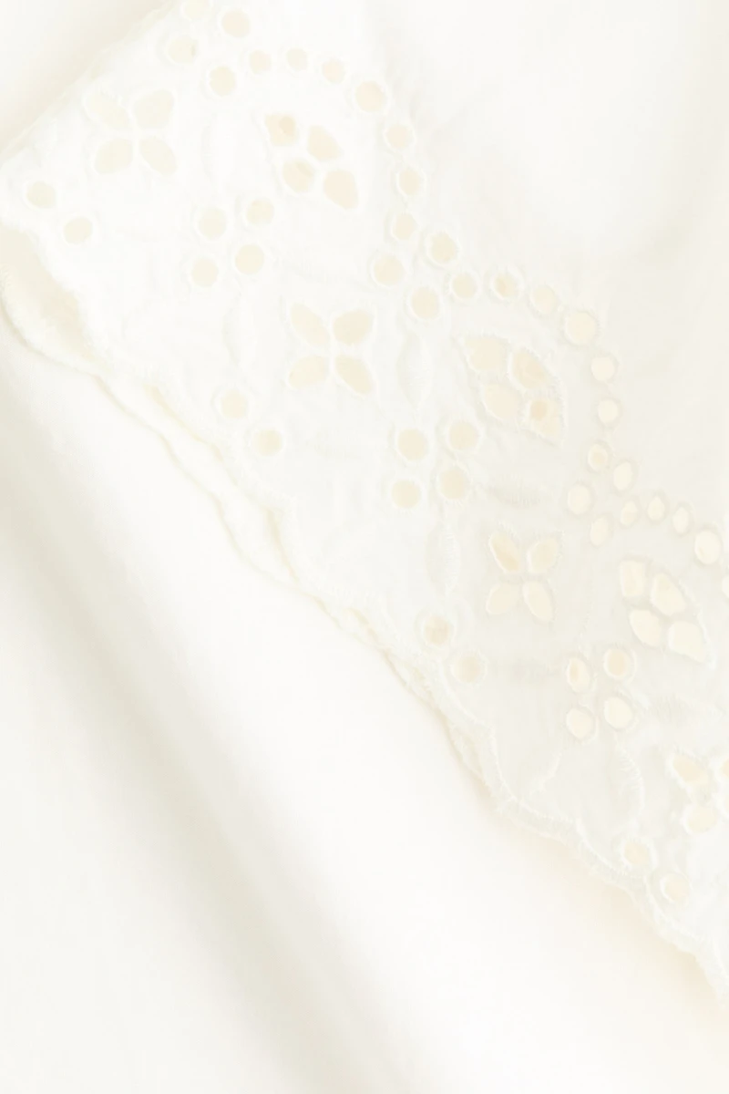 Cotton Pullover Shirt with Eyelet Embroidery