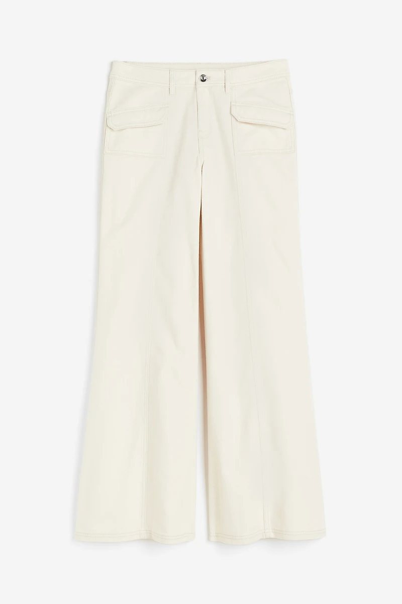 Wide-leg Twill Pants