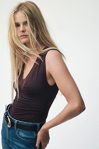 Lace-Trimmed Thong Bodysuit