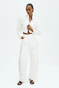 Eyelet-Embroidered Jeans