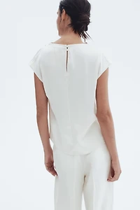 Cap-Sleeved Satin Blouse