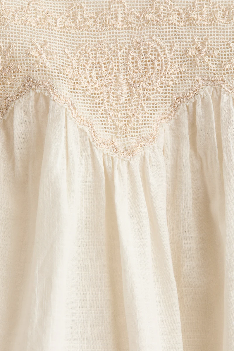 Lace-Detail Cotton Blouse