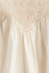 Lace-Detail Cotton Blouse