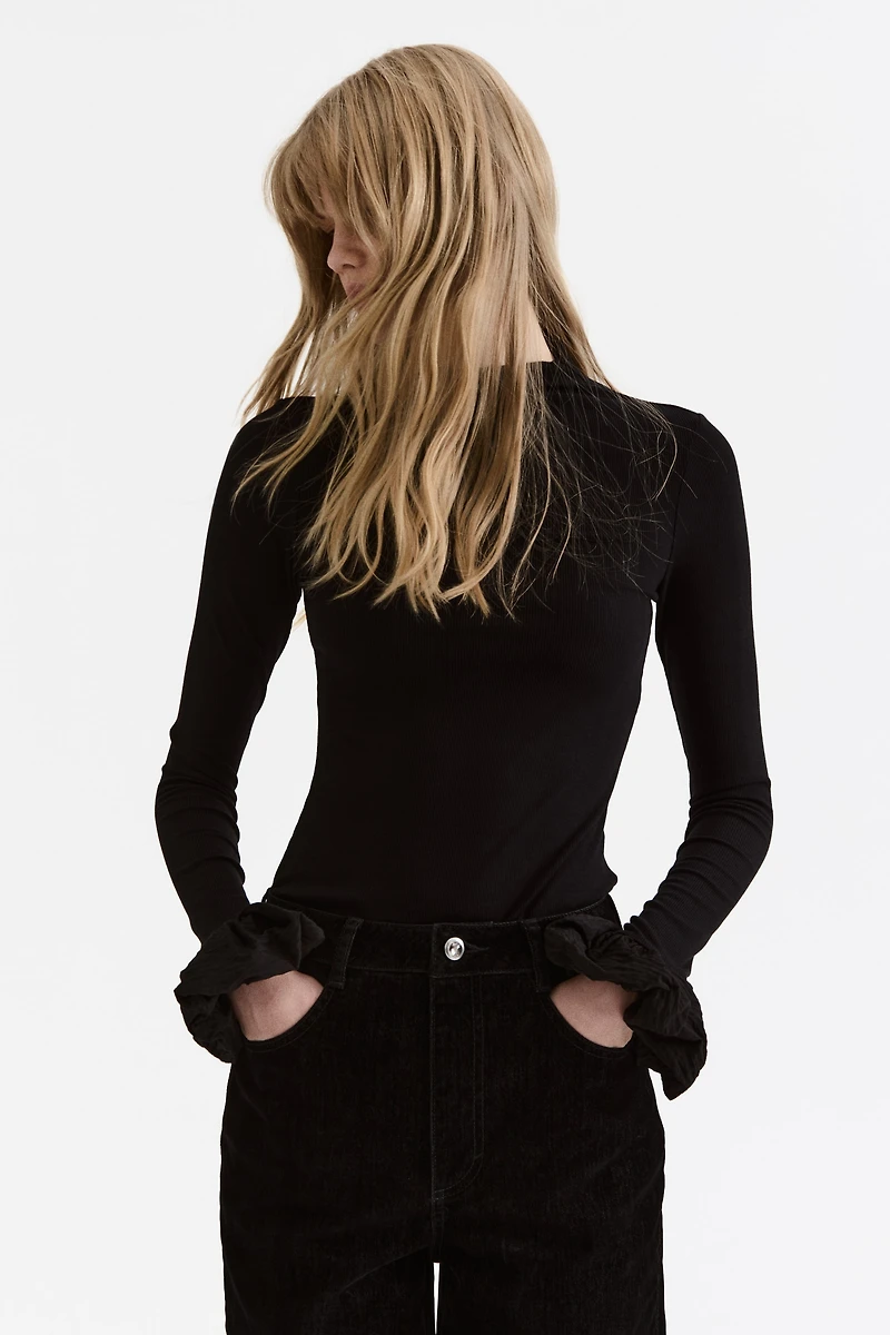 Haut en jersey côtelé