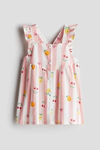 Ruffle-trimmed Cotton Dress