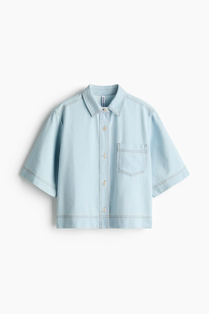 Chemise à manches courtes en denim