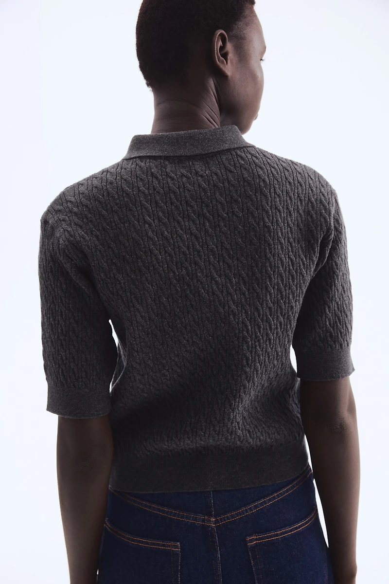Cable-Knit Polo Shirt