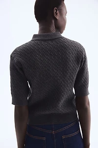 Cable-Knit Polo Shirt