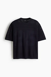 Boxy Relaxed-Fit Open-Knit T-Shirt