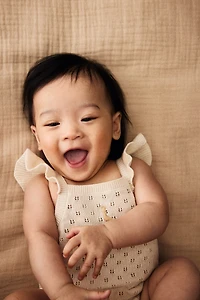 Pointelle-Knit Romper Suit