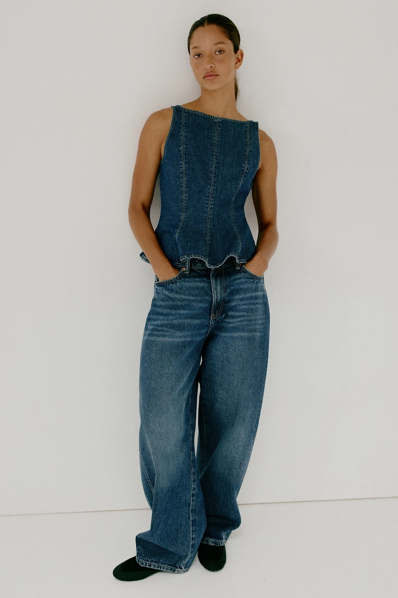 Haut péplum en denim