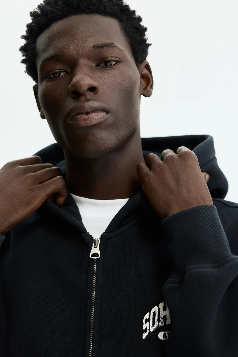 Oversized Printed Hooded Jacket