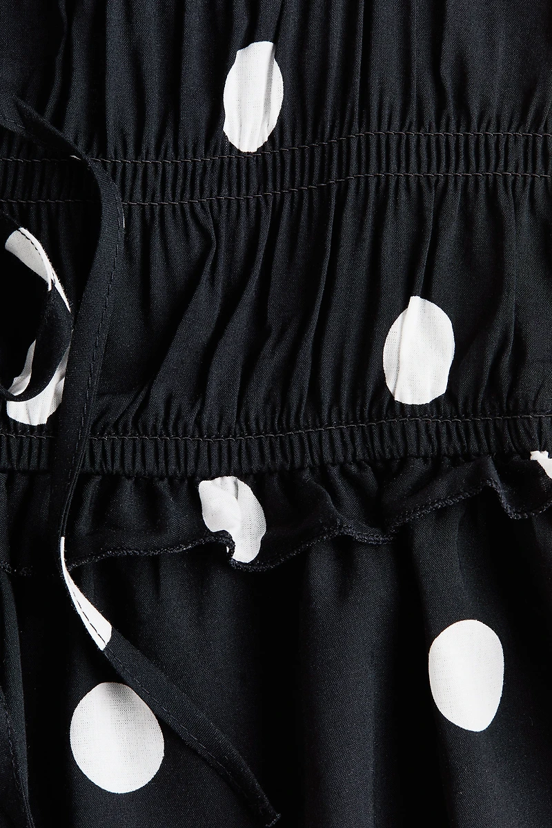 Tie-Detail Smocked Top