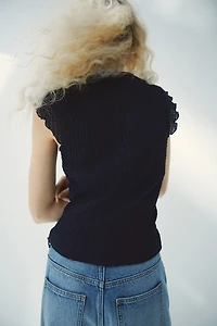 Lace-Trimmed Smocked Top