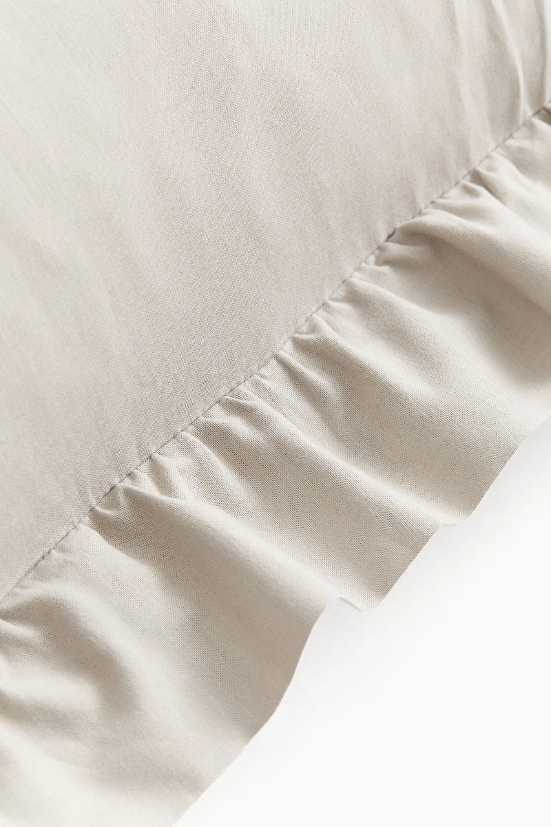 Ruffle-Trimmed Cotton Cushion Cover