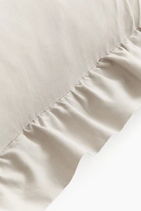 Ruffle-Trimmed Cotton Cushion Cover